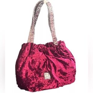 Catherine Malandrino Ashleigh Tote Velvet Wine Red Burgandy